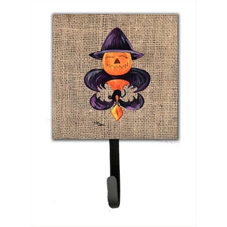 Carolines Treasures Halloween Pumpkin Bat Fleur de lis Leash Holder Or Key Hook 8748SH4